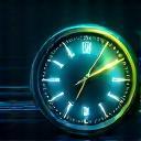 Horloge sur fond bleu